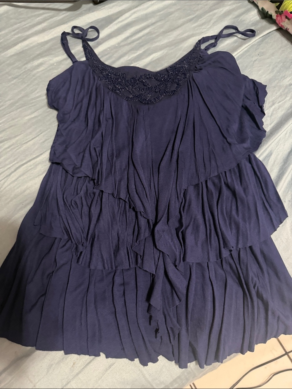 Rachael & Chloe Navy Beaded Tiered Camisole
